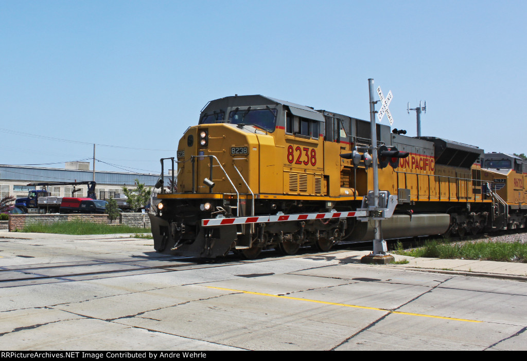 UP 8238 leads MPRSS across Clement Avenue